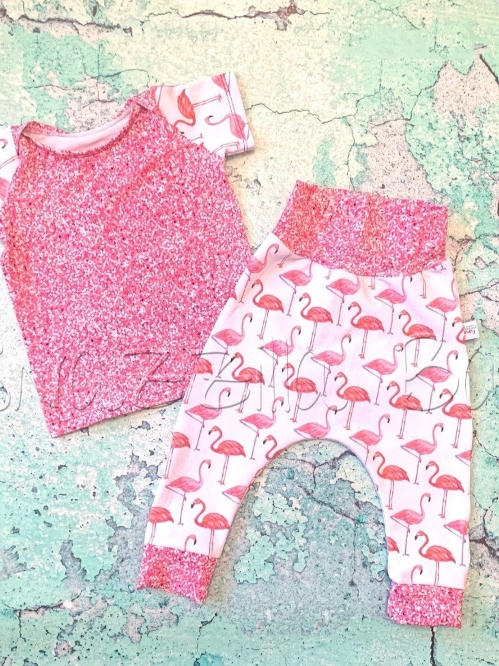 12-18m Pink Flamingo Baby Tee & Pants Set